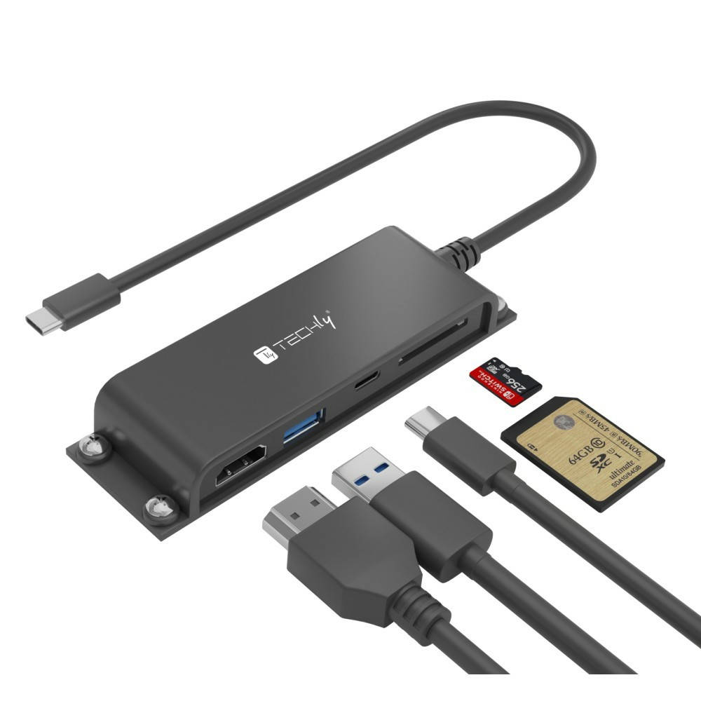 Techly USB-C 5-in-1 adaptér