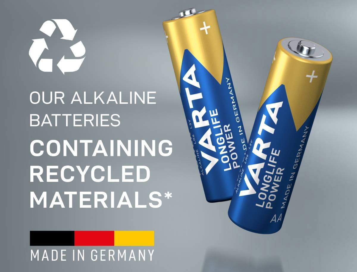 VARTA alkalické batérie s recyklovanými materiálmi