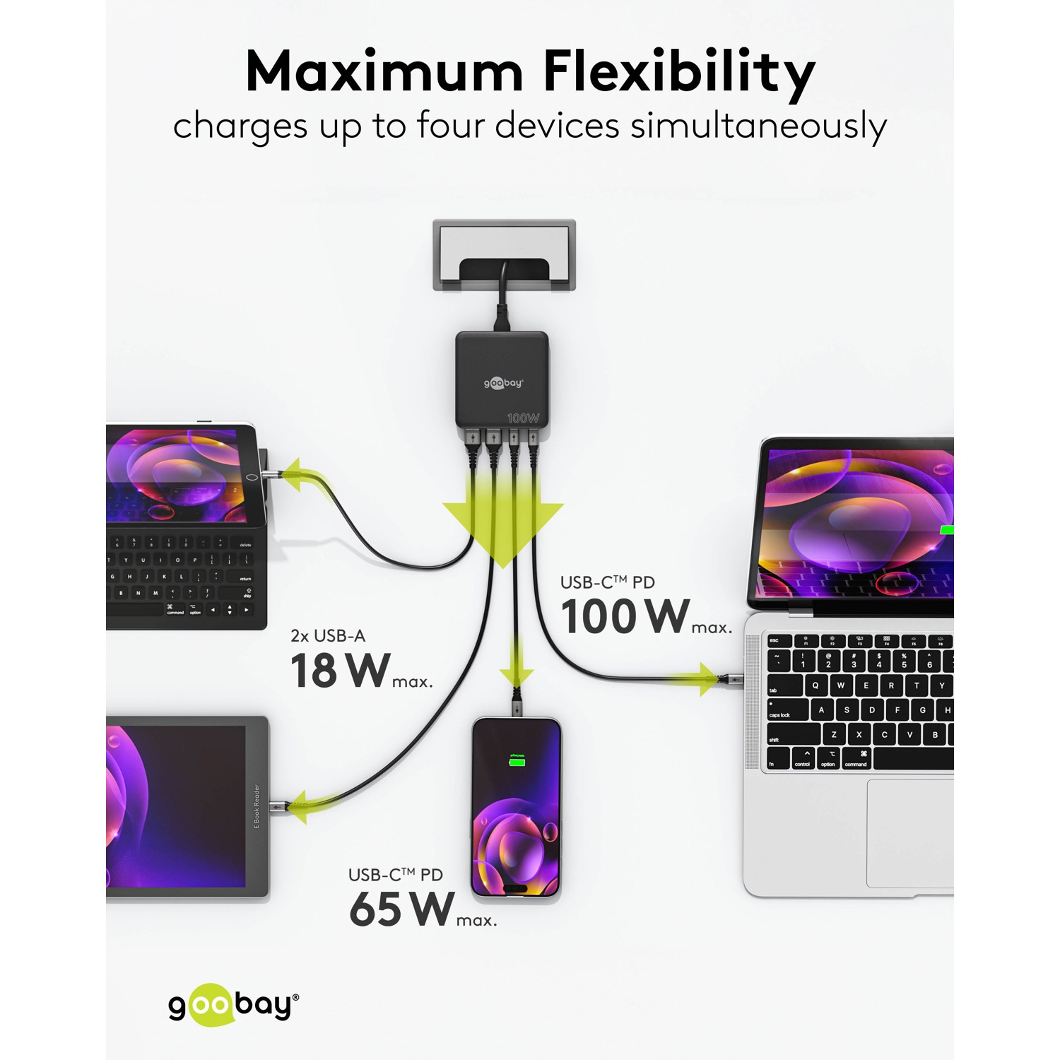 Goobay USB-C – nabíjanie viacerých zariadení
